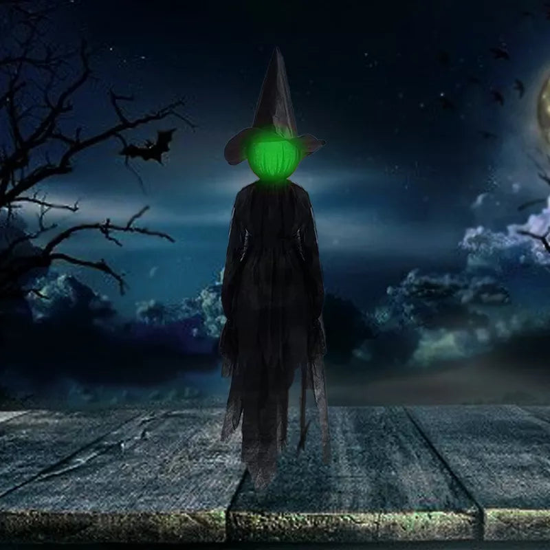 Glowing-Head Halloween Witch Decoration