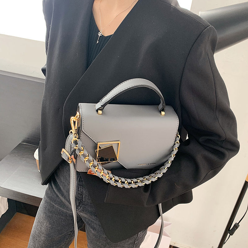 Women's Chain Shoulder Crossbody Bag - Small Square PU Leather Handbag