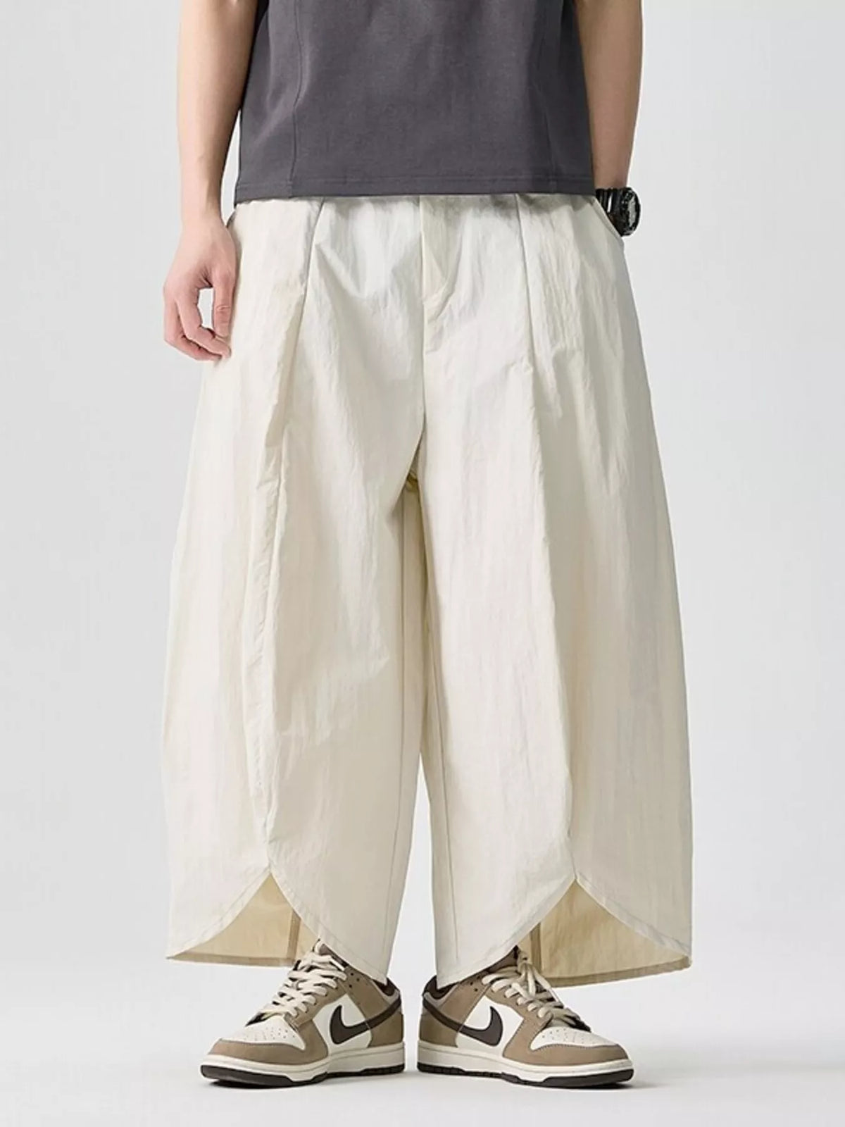 Men's Plus Size Cropped Wide-Leg Harem Pants