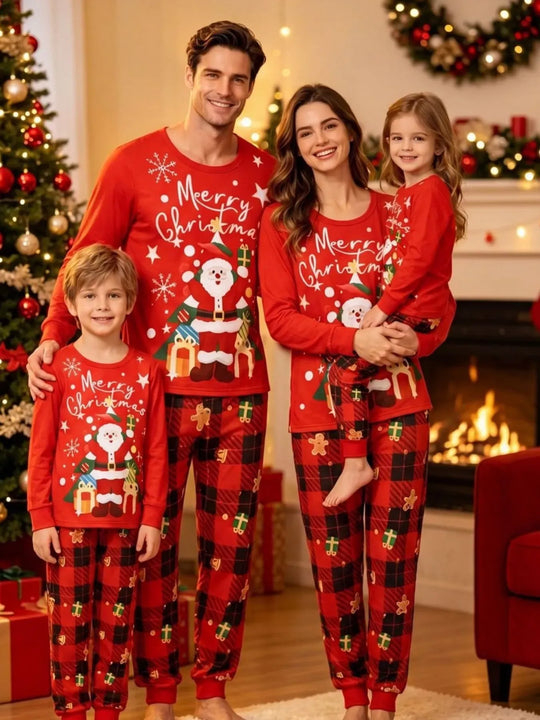 Another view: Family Matching Santa & Plaid Christmas Pajama Set