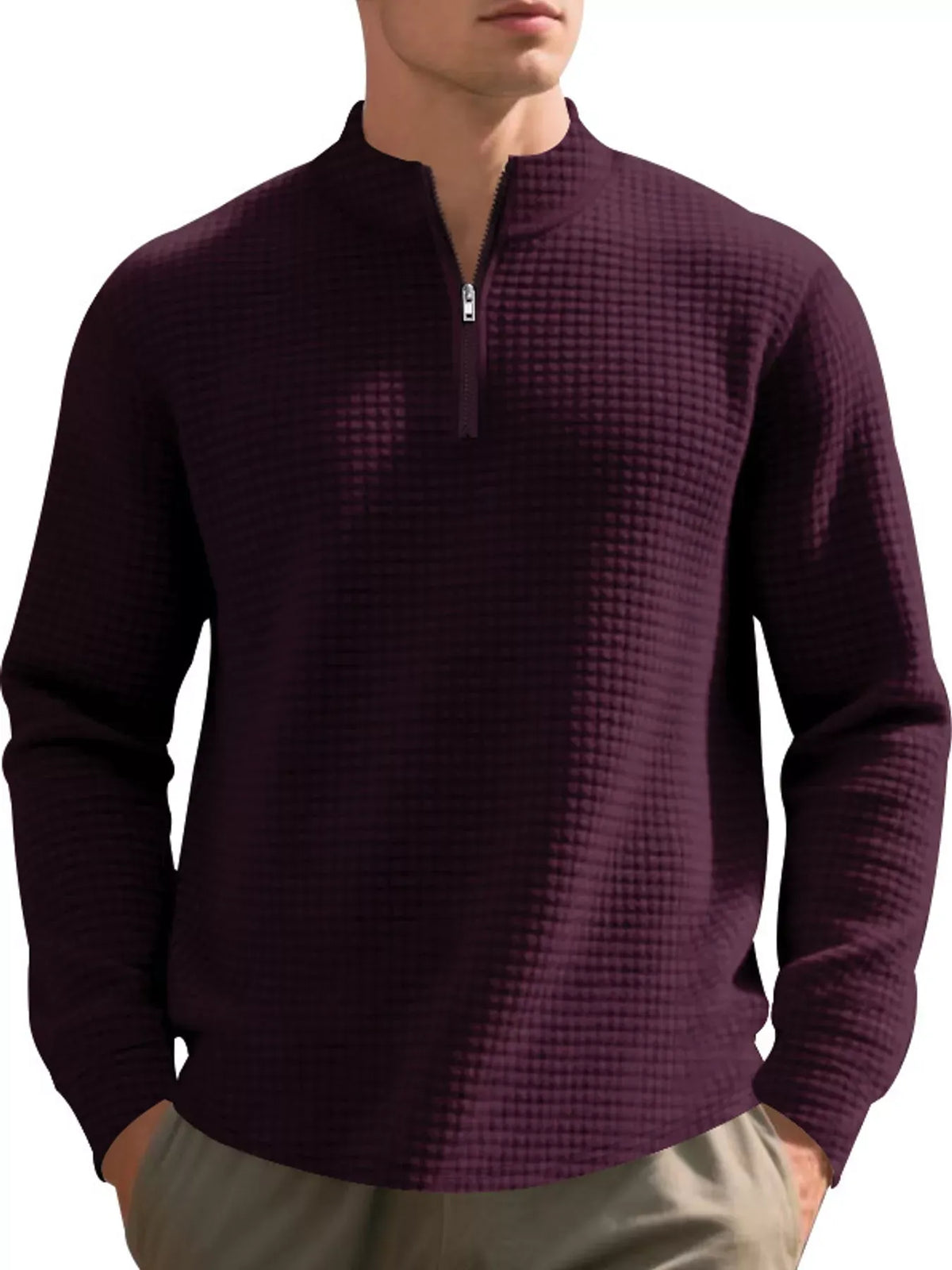 Men's Waffle-Knit Quarter-Zip Sweatshirt — photo 33