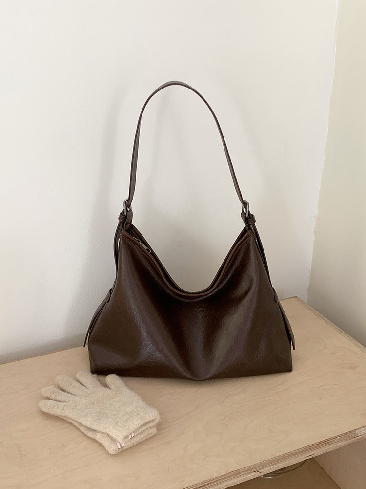 Women's PU Leather Bucket Tote Bag – Large Capacity Shoulder Bag | Coffee & Black