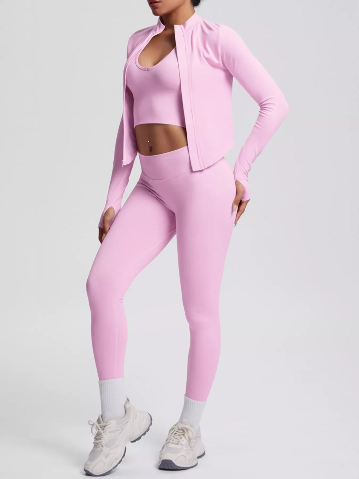 Tank, Zip Jacket & Leggings 3-Piece Active Set