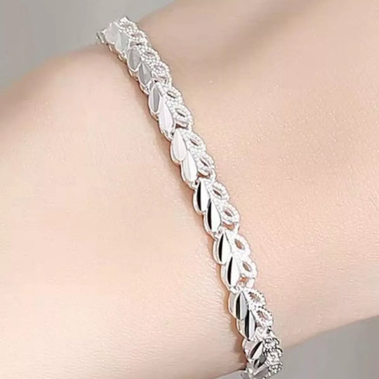 Another view: 925 Sterling Silver Heart Link Bracelet
