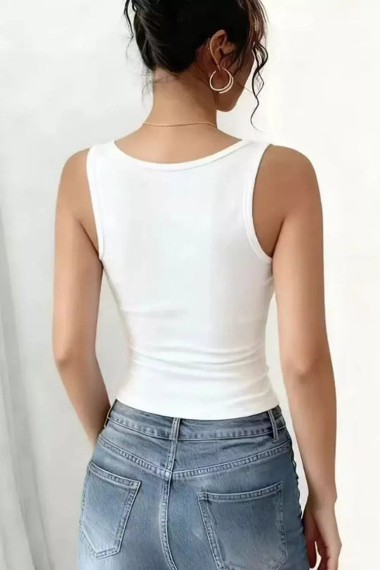 Another view: Lace Trim Fitted Tank Top