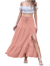 Women's tiered ruffle slit maxi skirt