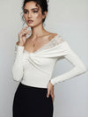 Maren Lace Detail Off-Shoulder Long-Sleeve Bodysuit — product view 7