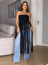Women's long-fringe strapless tube top