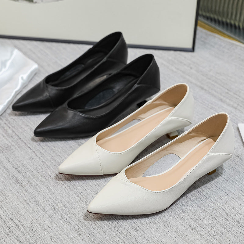 Women's Black Pointed Toe Pumps - Professional Work Heels with 5cm Stiletto