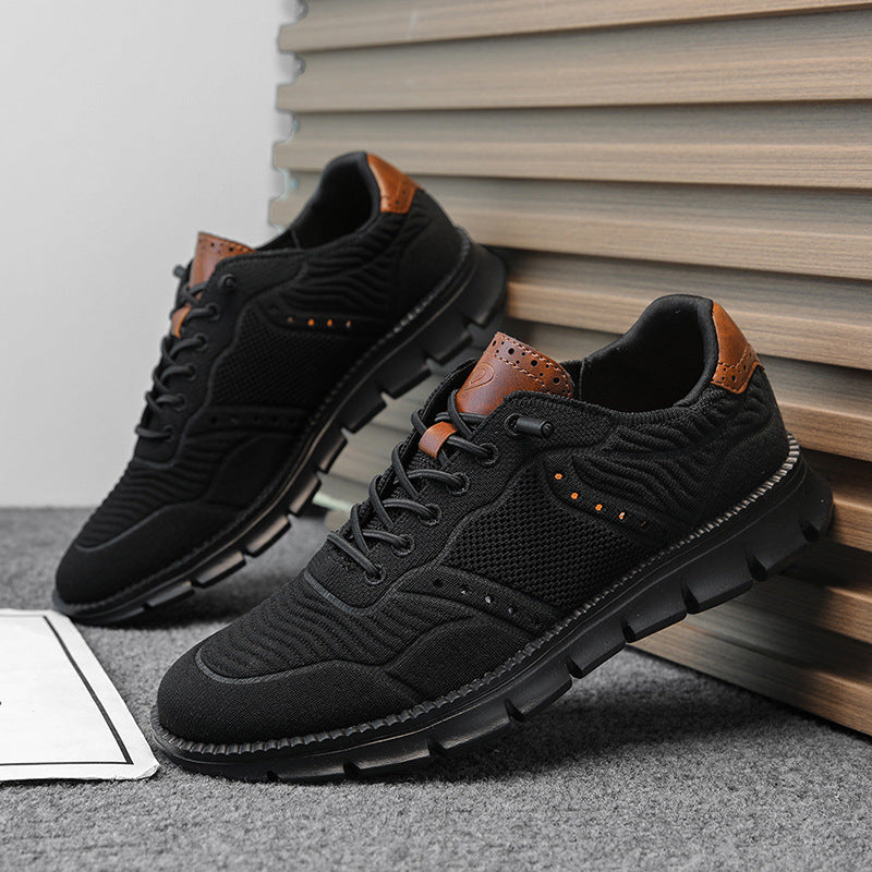 Men's Large Size Breathable Mesh Letter Print Sneakers – Sizes EU 40–50 | Black White Khaki Camel