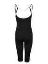 Black contrast-lace tie-front capri jumpsuit