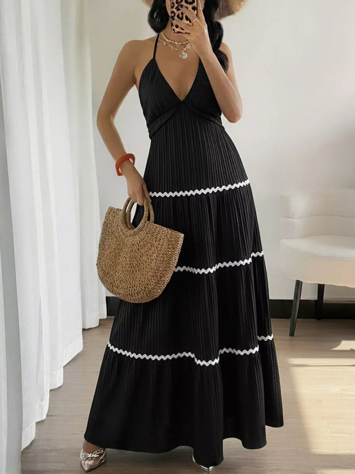 Aurelia Halter Neck Pleated Maxi Dress — product view 1