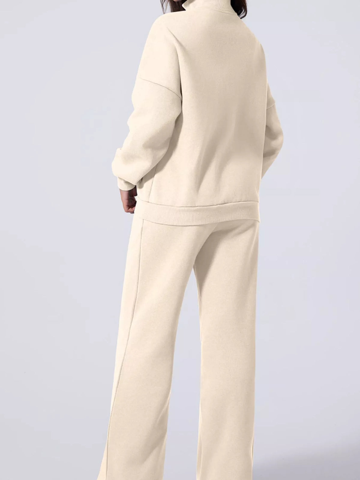 Drop Shoulder Zip-Up Jacket & Drawstring Pants Active Set