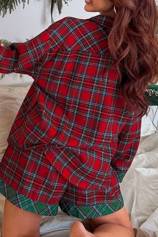 Another view: Plaid Holiday Shirt & Shorts Pajama Set
