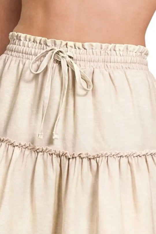Another view: Tencel Washed Tiered Mini Skirt