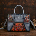Embossed Patchwork Women's Bag – Large Capacity PU Leather Floral Handbag