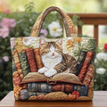 Quilted Digital Print Tote Bag - High Capacity Women's Shoulder Bag with Embroidery