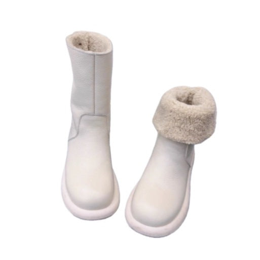 Women's Non-Slip Thick Sole Winter Snow Boots - Warm PU Leather Platform Boots