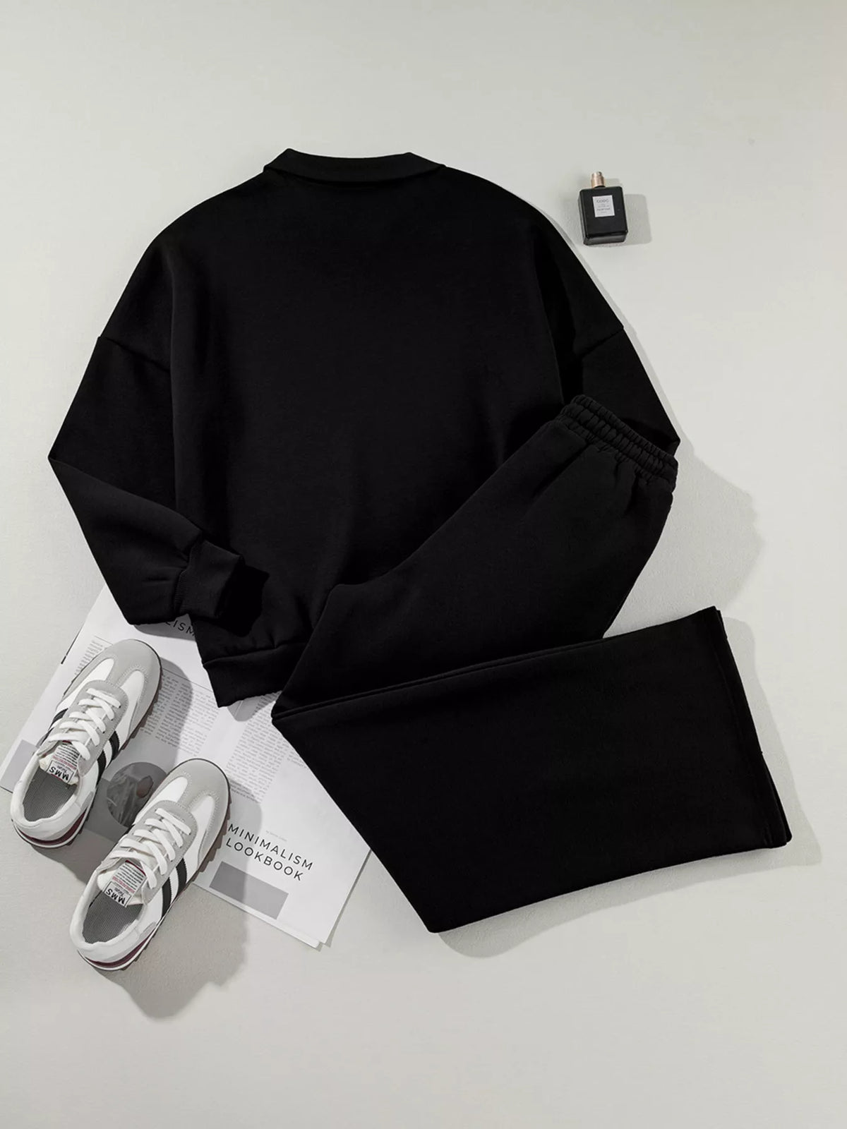 Drop Shoulder Zip-Up Jacket & Drawstring Pants Active Set