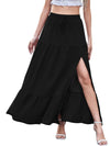 Full-size long ruffled maxi skirt with slit