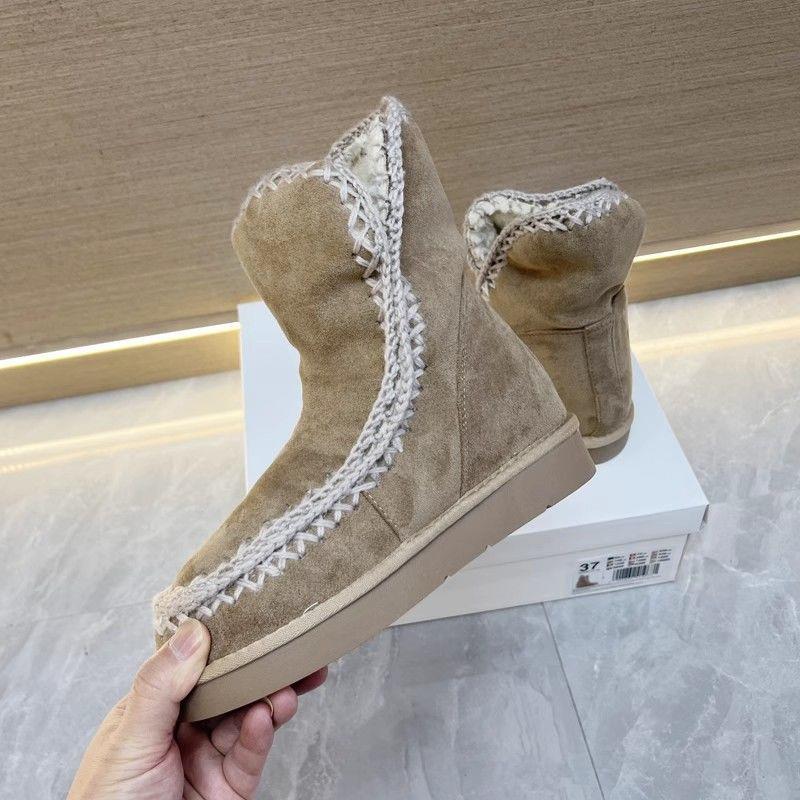 Women's Suede Snow Boots with Faux Fur Lining & Bow Detail – Warm, Non-Slip, Flat Sole
