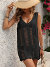 Sheer fringe beach cover-up for women