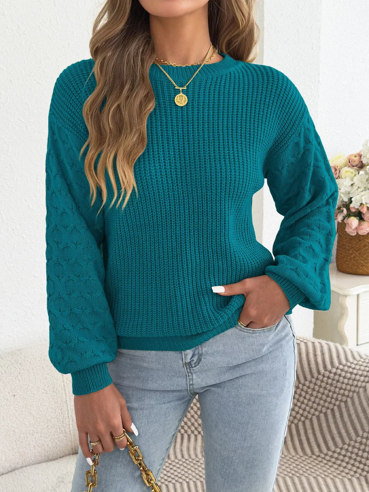 Women's Textured Ribbed Drop-Shoulder Sweater — photo 1