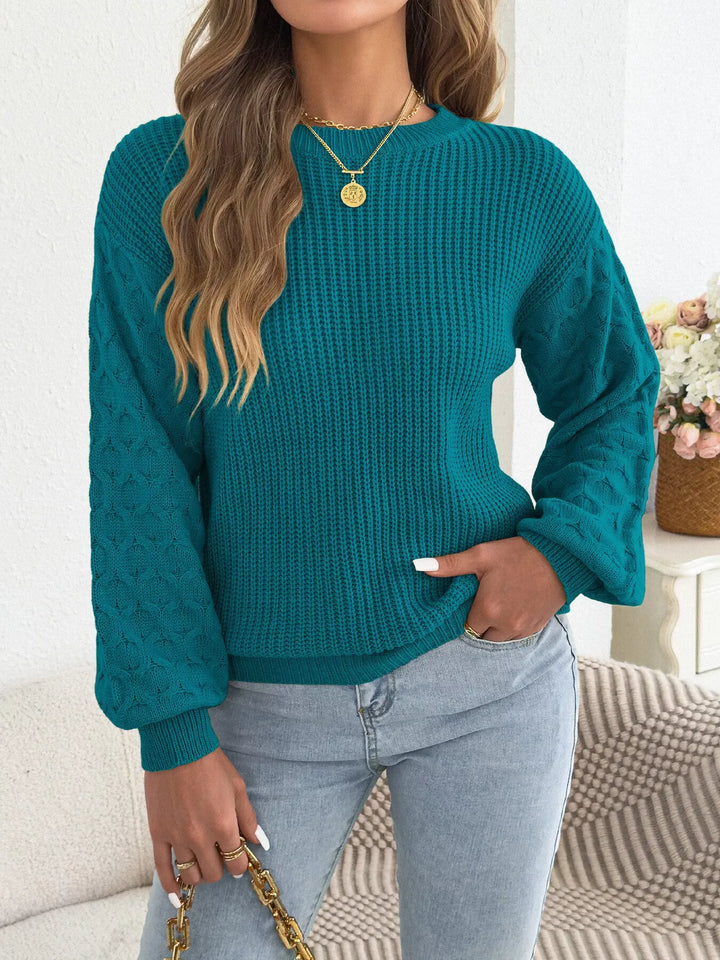 Women's Textured Ribbed Drop-Shoulder Sweater