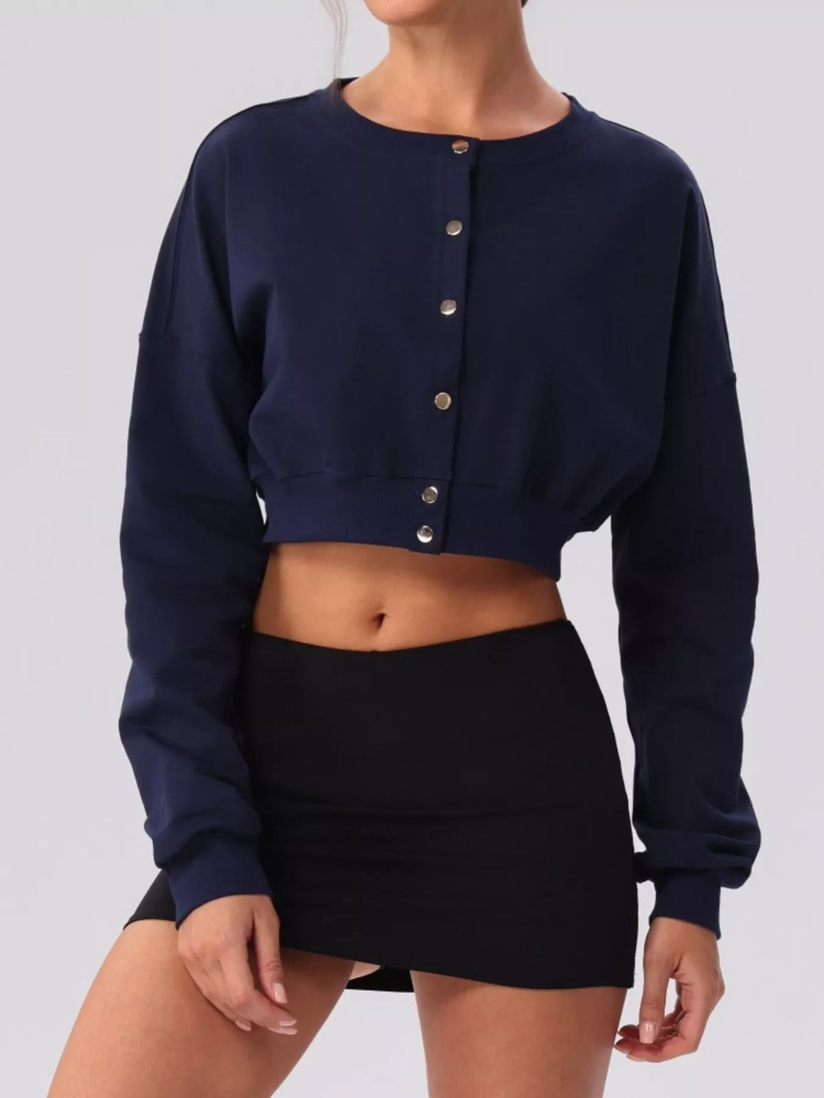 Cropped Button-Down Activewear Cardigan