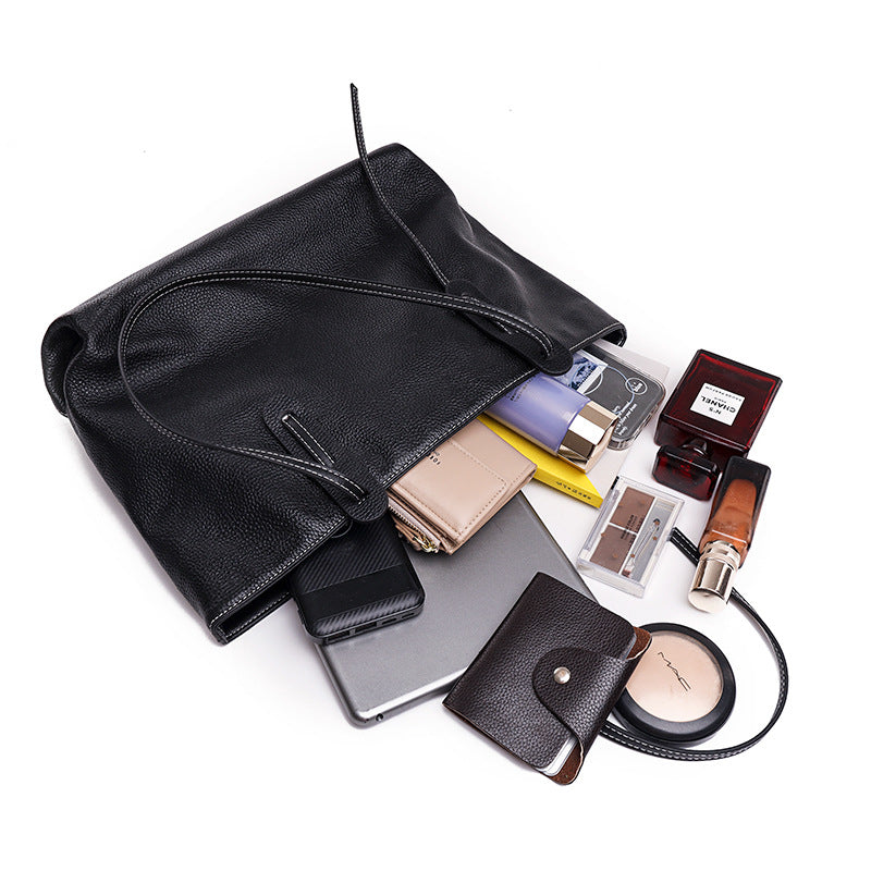 Women's Genuine Cowhide Leather Handbag | Casual Streetwear Shoulder Bag