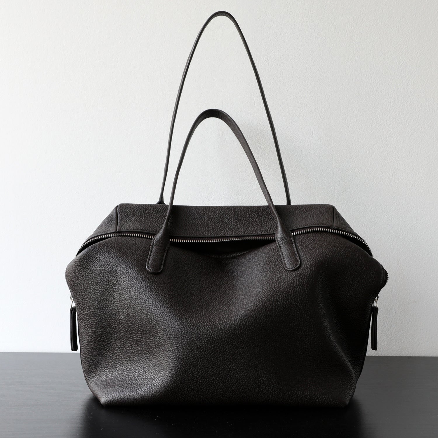 Women's Genuine Leather Shoulder Bag – Full-Grain Cowhide Handbag with Zipper & Card Holder