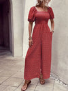 Noelle Printed Square Neck Puff Sleeve Jumpsuit — product view 9
