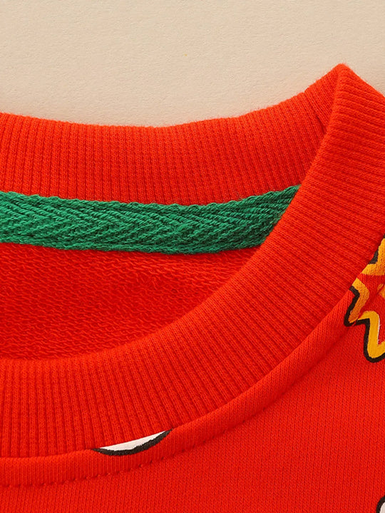 Another view: Kids’ Christmas Cotton Sweatshirt — Red