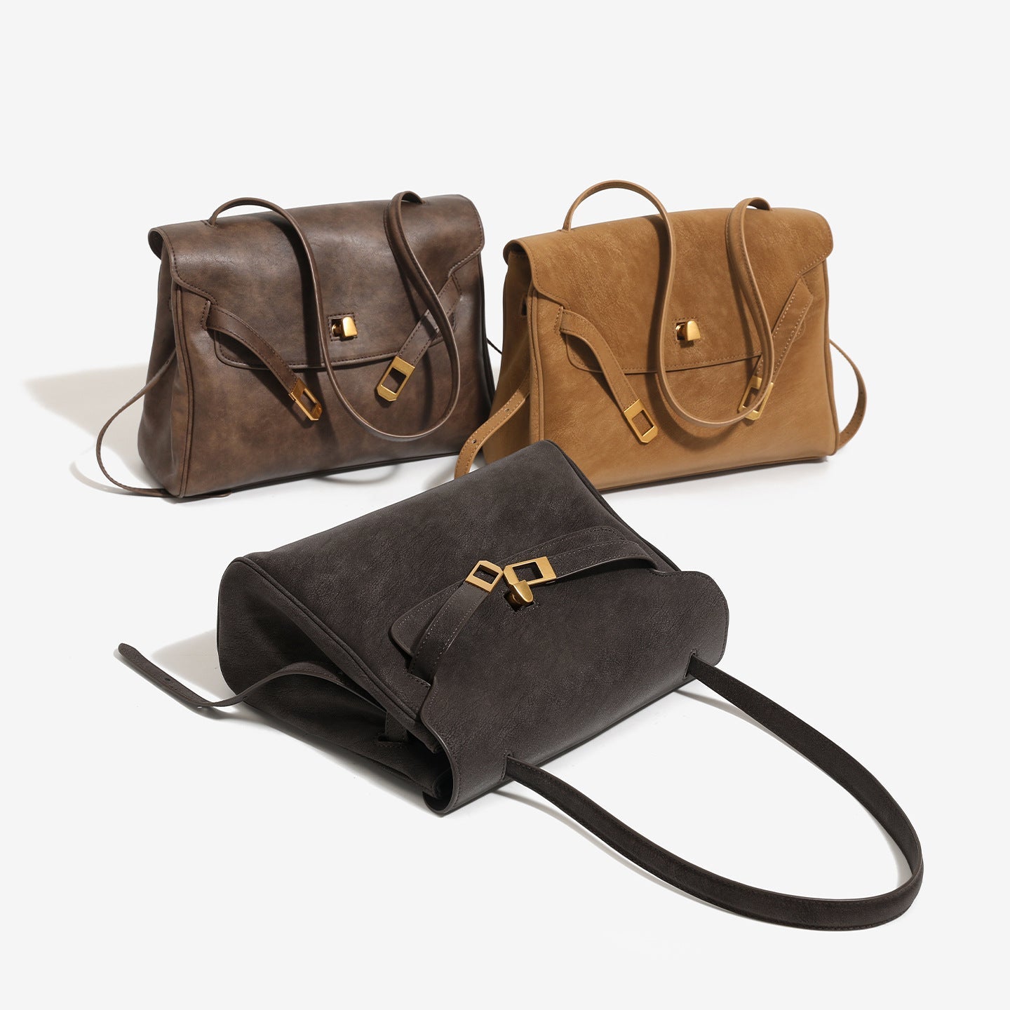 Retro Leather Shoulder Bag - Genuine Leather Minimalist Handbag for Women