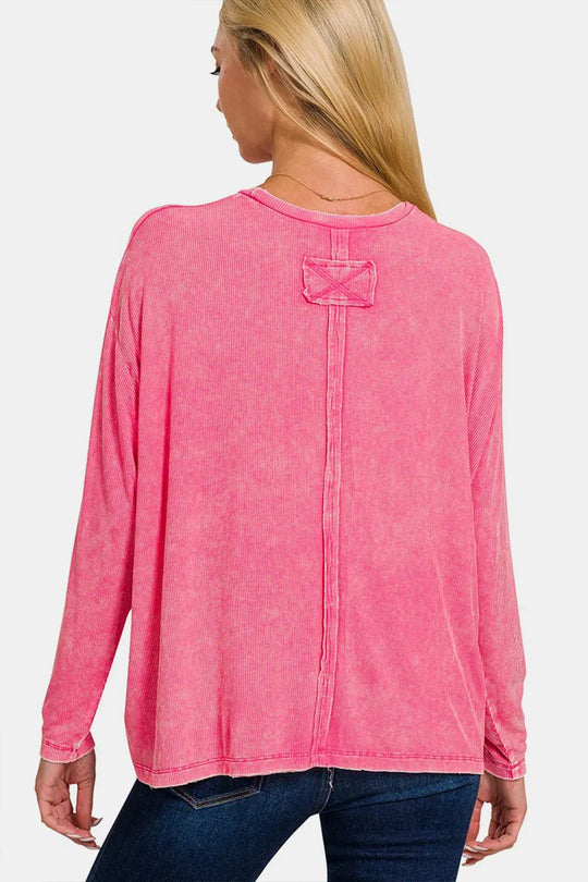 Another view: Round Neck Long Sleeve T-Shirt