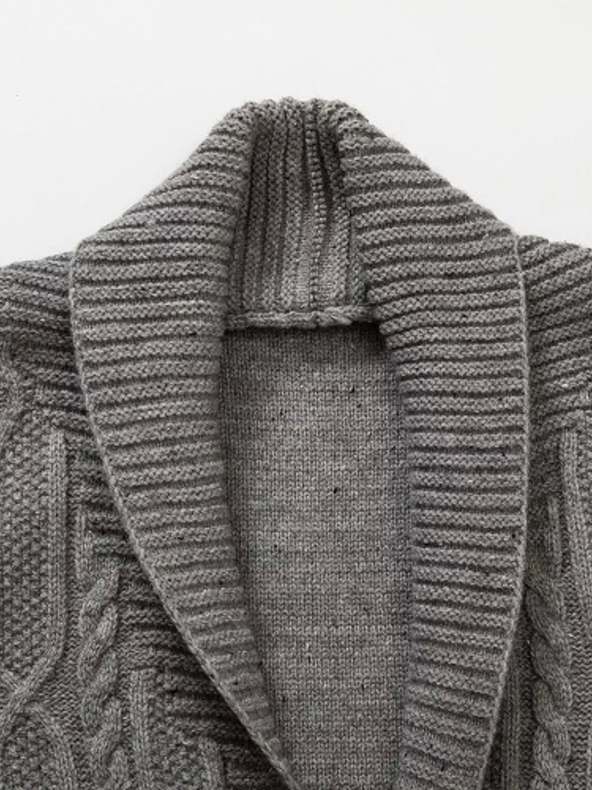 Men's Plus Size Cable-Knit Shawl Collar Cardigan