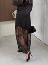 Women's asymmetrical lace-panel midi skirt