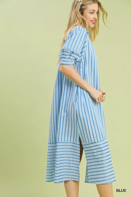 Another view: Umgee Striped Puff Sleeve Midi Dress