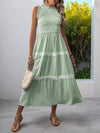 Thea Smocked Striped Lace Trim Sleeveless Midi Dress — product view 3