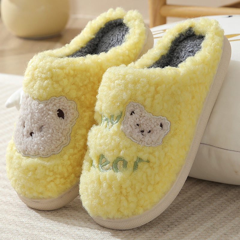 Unisex Bear Plush House Slippers | Anti-Slip Warm Indoor Shoes