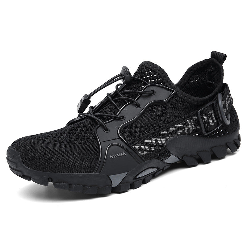 Men's Flyknit Hiking Shoes – Lightweight Non-Slip Outdoor Sneakers with Elastic Closure