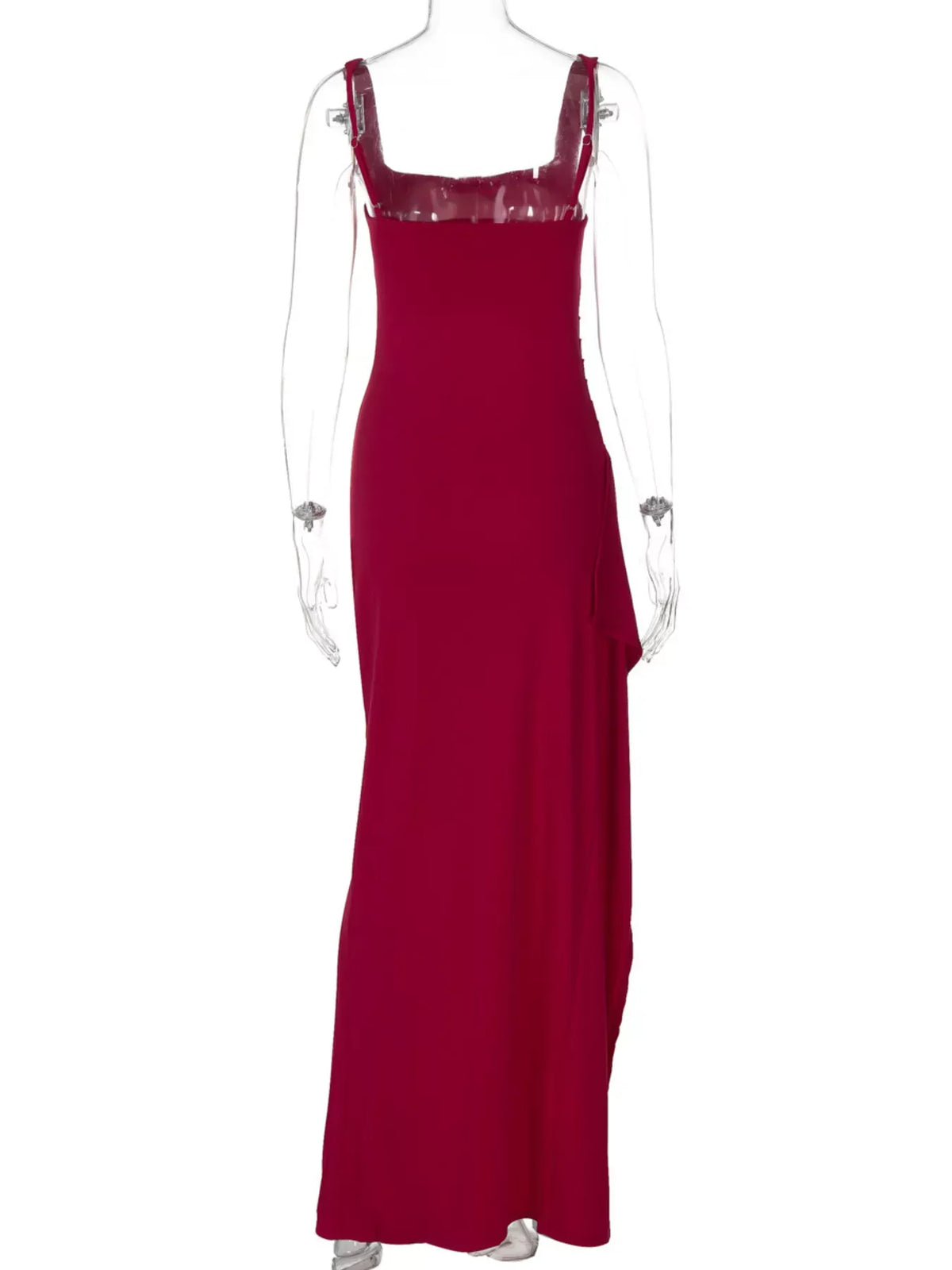 Square-Neck Ruched Slit Maxi Dress — photo 17