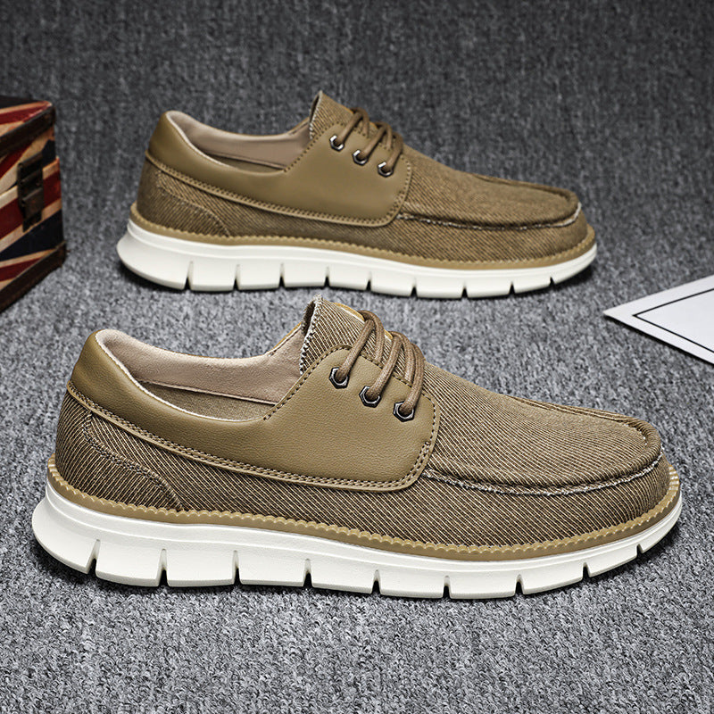 Men's Breathable Canvas Casual Shoes - Lightweight Lace-Up Sneakers for Everyday Wear