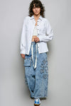 POL off-white washed textured cotton Western shirt