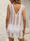 Women's V-neck sleeveless fringe swim cover-up