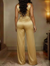 Women's cowl-neck wide-leg jumpsuit in sizes S to 3XL