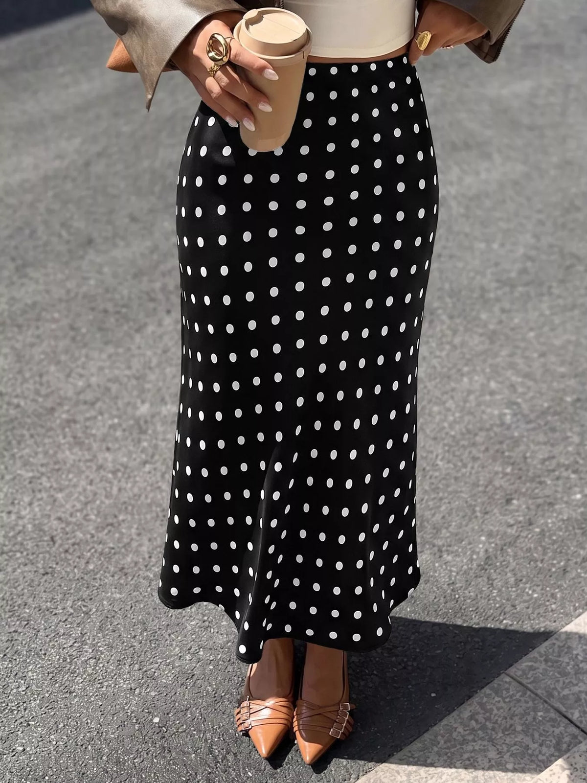 Polka-Dot Midi Skirt