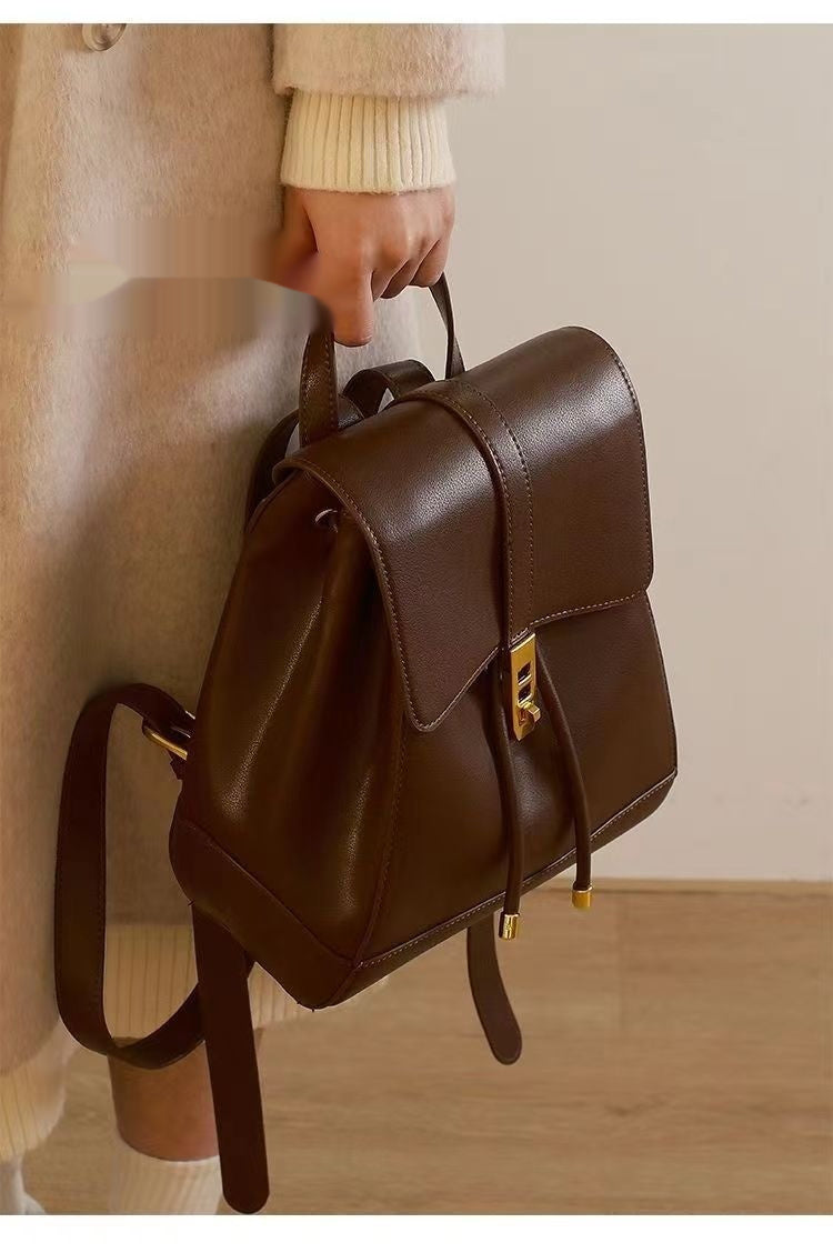 Women's Large Capacity PU Leather Backpack & Shoulder Bag – Everyday Carry | Brown & Black