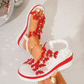 Women's Bow-tie Wedge Platform Sandals | Rhinestone Peep-toe Slip-on