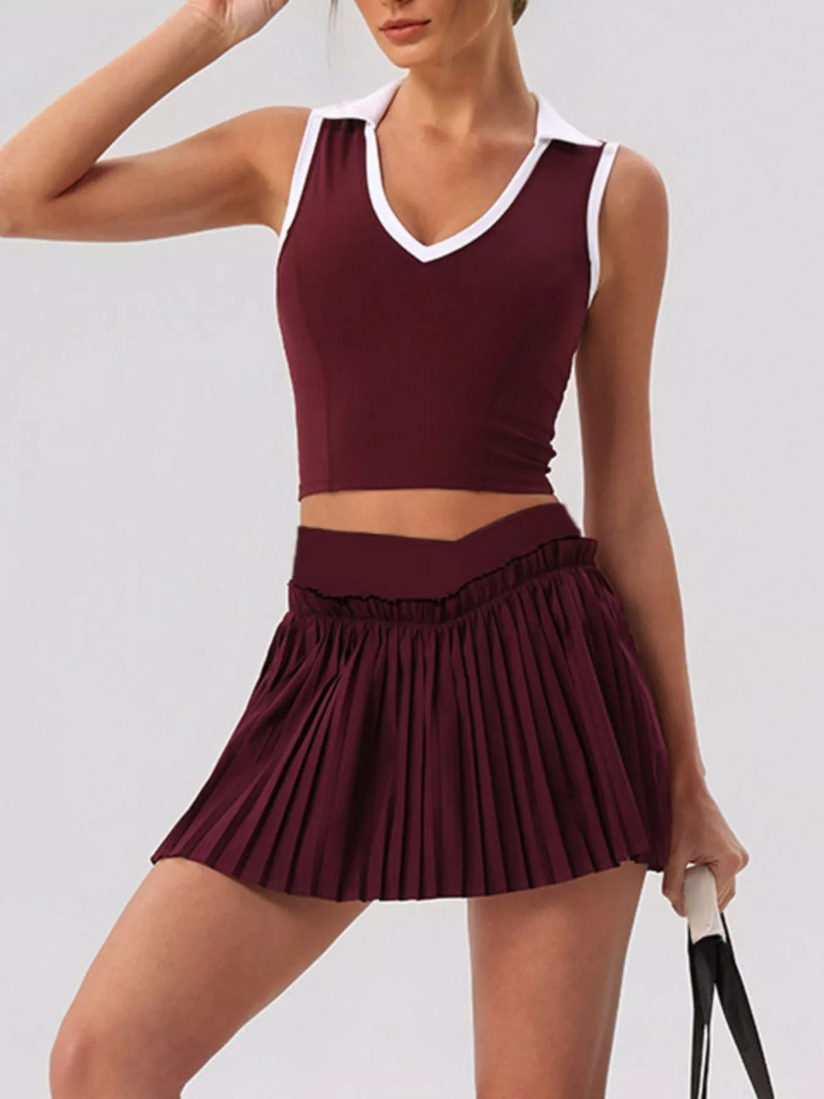 Pleated Skirt & Sleeveless Active Set